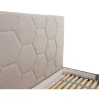 Cama tapizada Bora 160x200 con contenedores y somieres taupe