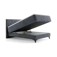 Cama continental Zalea 140x200 con almacenaje gris