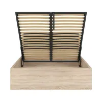 Cama Tetrix 140x200 con somier y contenedor roble sonoma