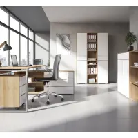 Estantería Nevada 81 cm con 4 puertas y cajón roble riviera