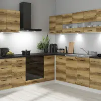 Conjunto de cocina de esquina Junona Line 220x240 roble delano con encimera