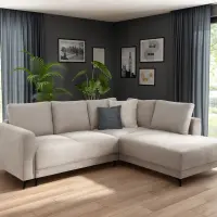 Sofá rinconera universal Martinez convertible con arcón de pana ecru