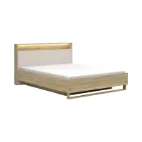 Cama Dalva 160x200 con somier y contenedor roble mauvella/cachemira