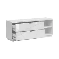 Mueble RTV Forn 156 cm con 2 cajones y estante blanco brillo