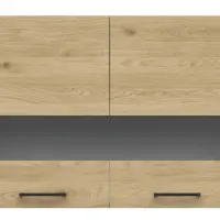 Armario superior de cocina Junona Line 80 cm de dos puertas con vitrina roble bernstein