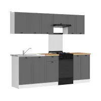 Conjunto de cocina Junona Line 230 cm grafito con encimera
