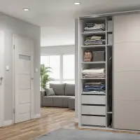 Armario de puertas correderas Flex 150 cm con espejo blanco/cachemira