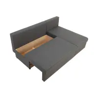 Sofá de esquina universal Laro convertible con arcón gris oscuro