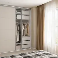 Armario de puertas correderas Flex 200 cm con espejo blanco/cachemira