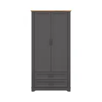 Armario de dos puertas Tolmin 100 cm con 2 cajones grafito/roble artisan