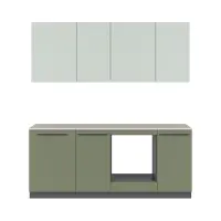 Conjunto de cocina Milino Small 210 cm verde con encimera