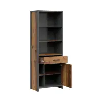 Estantería Weston 75 cm con puertas, cajón y 5 estantes pino old style