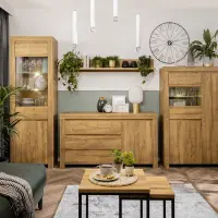 Cómoda Holten 156 cm con armario y 3 cajones roble waterford