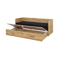 Cama extensible Tetrix roble wotan 80-160x200 con contenedor, colchón y cojines negra