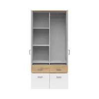 Armario de dos puertas Brando-2 91 cm con espejo y cajones roble artisan/blanco