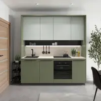 Conjunto de cocina Milino Small 210 cm verde con encimera