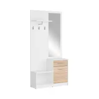 Conjunto de recibidor Nepo Plus 90 cm blanco/roble sonoma