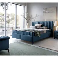 Cama continental Joy 160x200 con contenedores azul