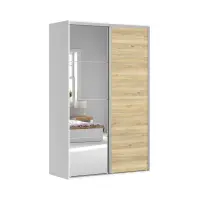 Armario de puertas correderas Flex 150 cm con espejo FLEX-blanco/roble mauvella
