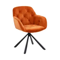 Silla tapizada Eileen giratoria de terciopelo naranja