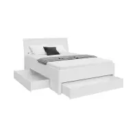 Ліжко Saturn 140x200 з 3 шухлядами біле