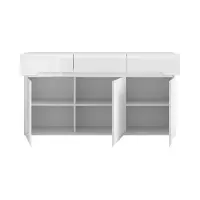 Cómoda Azteca Trio 150 cm con 3 puertas y 3 cajones blanco brillo