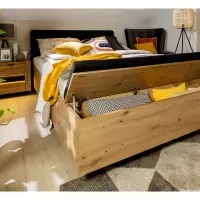 Cama Ostia 140x200 con somier y contenedor roble artisan