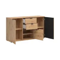 Cómoda Vabres 150 cm con 3 puertas y 2 cajones roble artisan listones