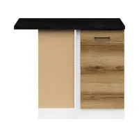 Armario bajo de cocina de rincón Junona Line izquierdo con encimera roble delano claro, con encimera ocupa un rincón de 100x60 cm