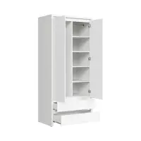 Armario de dos puertas Kaspian 90 cm con cajones blanco
