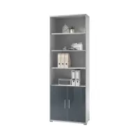 Estantería Office Lux 79 cm con 2 puertas y 4 estantes gris claro