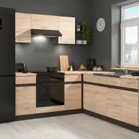 Zestaw kuchenny narożny Junona Line 200x220 lewy dąb sonoma bez blatu