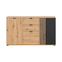 Cómoda Vabres 150 cm con 3 puertas y 2 cajones roble artisan listones