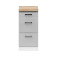 Mueble de cocina bajo Junona Line 40 cm con cajones gris claro brillo con encimera