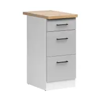 Mueble de cocina bajo Junona Line 40 cm con cajones gris claro brillo con encimera