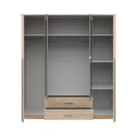 Armario de cuatro puertas Kredo 181 cm con espejo y cajones roble sonoma