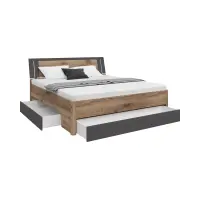 Łóżko Saturn 180x200 z 3 szufladami dąb flagstaff ciemny/grafit