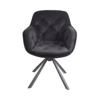 Silla tapizada Eileen giratoria de terciopelo negro