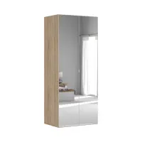 Armario de dos puertas Flex 100 cm con espejo roble sonoma