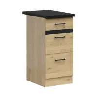 Armario de cocina inferior Junona Line 40 cm con cajones roble bernstein con encimera