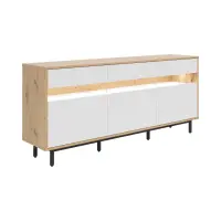 Cómoda Gap 190 cm con 3 puertas y cajones roble artisan/blanco