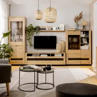 Vitrina Ostia 101 cm con 2 puertas y 2 cajones roble artisan