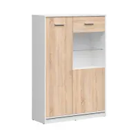 Vitrina Nepo Plus 90 cm con 2 puertas blanco/roble sonoma