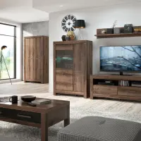 Mueble RTV Balin 140 cm con 2 cajones y un estante roble monastery