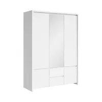 Armario de cinco puertas Kaspian 153 cm con espejo y cajones blanco
