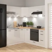 Conjunto de cocina esquinero Junona Line 180x200 tiza brillo con encimera