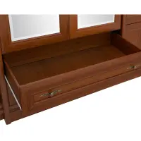 Armario de seis puertas Kent 227 cm con espejo y cajones castaño