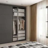 Armario de puertas correderas Flex 200 cm con espejo grafito