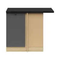 Mueble de cocina bajo de rincón Junona Line derecho grafito con encimera ocupa un rincón de 100x60 cm