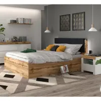 Cama Tetrix 120x200 con somier y contenedor roble wotan